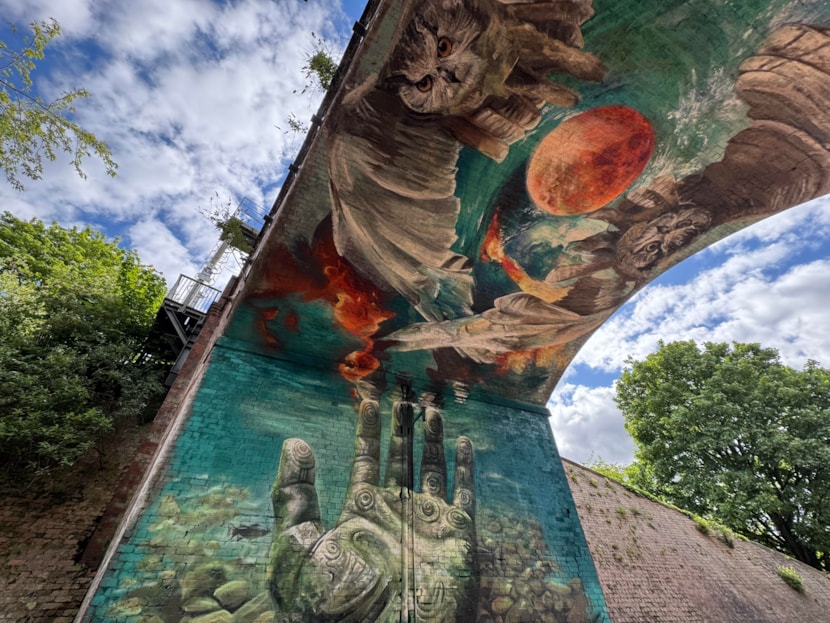 International artist designs striking new mural for city centre park: Mural Penny Pocket Park-4