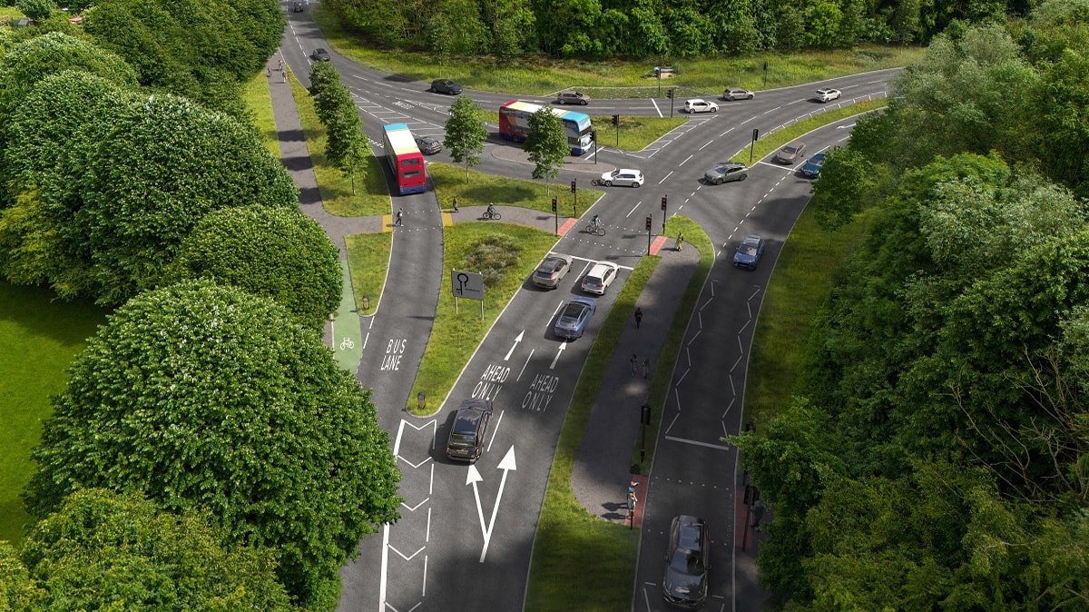 An artist's impression of the proposals for the Leyland Road junction in Penwortham, close to the A59 at Golden Way.