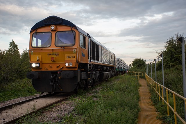 GBRf HS2 tunnel segment train at Grain