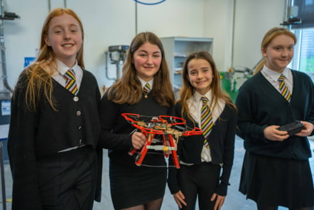 Young people from Kilmarnock Academy who built the drone