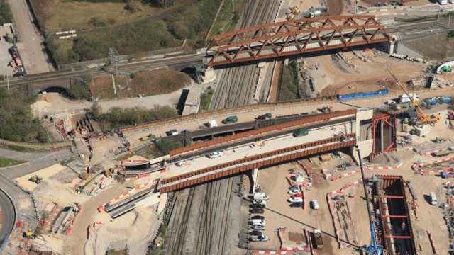 Weekend engineering work in Birmingham to affect CrossCountry services next month: An aerial view of Aston Church Road bridges - old and new