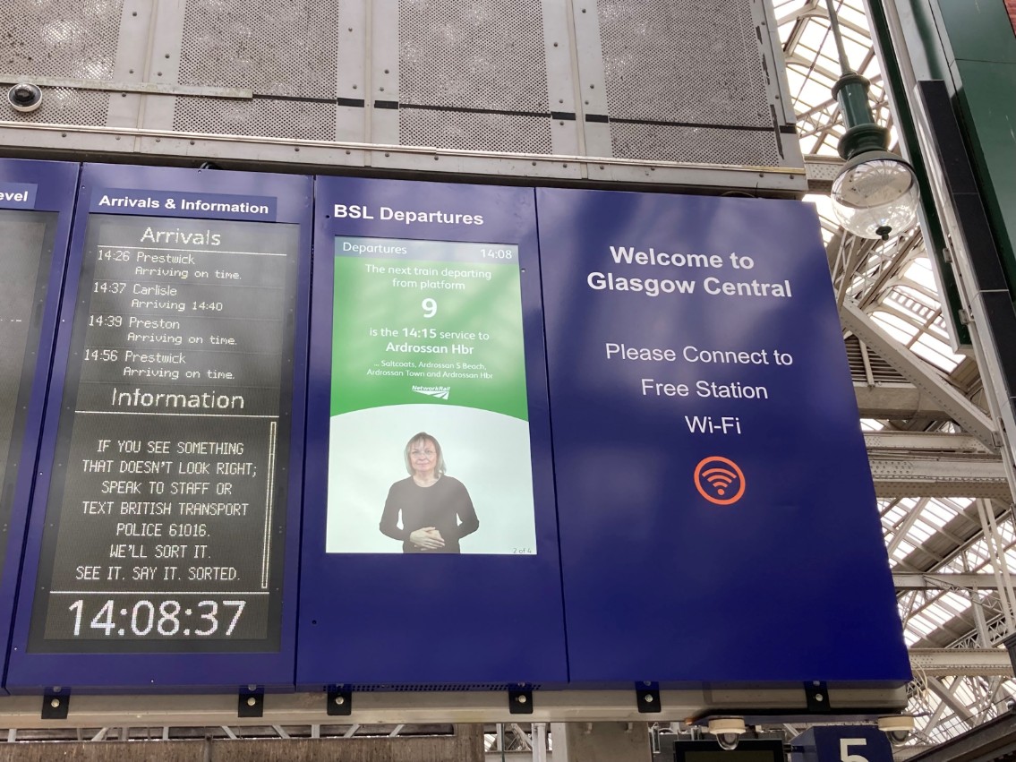 BSL screen Glasgow Central