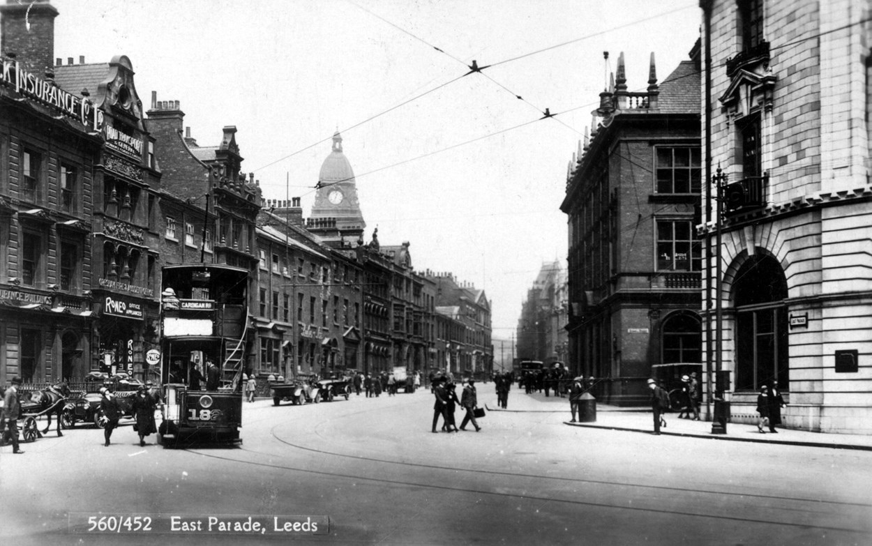 Fast x Slow Fashion online: Old image of East Parade in Leeds. Credit Leeds Museums and Galleries.