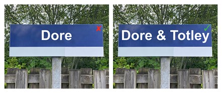 Image shows Dore & Totley station sign mock-up