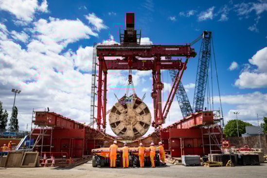 TBM Caroline lifted out of vent shaft at Green Park Way, West London - 25 May 2025: HS2 lifts Tunnel Boring Machine (TBM) ‘Caroline’ from below ground at the Green Park Way site in Greenford, West London.

On Sunday 25th May, engineers working on the HS2 project lifted the TBM 9.48metre diameter cutterhead, front and middle shield, weighing 850 tonnes, using a large gantry crane. The tunnelling machine concluded its 5mile journey from West Ruislip in April, arriving in an underground reception chamber. TBM Caroline excavated over 1.2 million tonnes of earth and installed 4,217 tunnel rings.