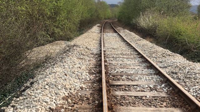 Conwy Valley Line in North Wales reopens after emergency repairs: Picture of the completed repairs at Dolgarrog following flooding which closed the Conwy Valley Line