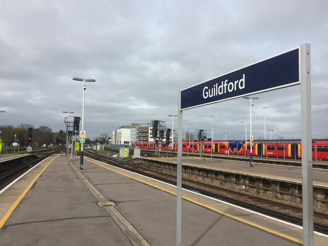 Preparatory works start this weekend marking the four-week countdown to Guildford Easter rail improvement works: Guildford Station