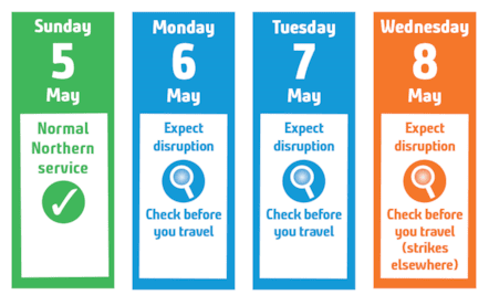 Northern - Strike Travel Advice Calendar - 5-8 May 2024
