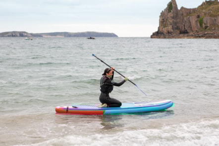 Paddle boarding at Lydstep Beach