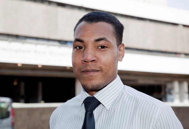 Gateway job creation: André Blackwood, 24 from Erdington who has recently been appointed as a trainee commissioning engineer for the redevelopment following a period of unemployment. (Aug 2011)