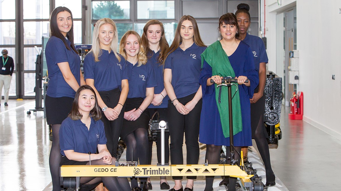 HS2 minister Nusrat Ghani meets female HS2 apprentices and graduates , ahead of International Women’s Day (8th March), during National Apprenticeship Week.: International Women's Day image 2 high res