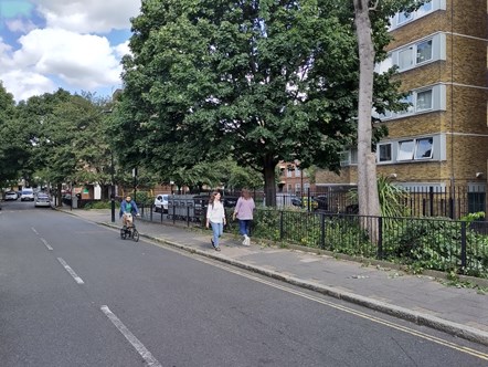Local people walking and cycling on streets in Islington