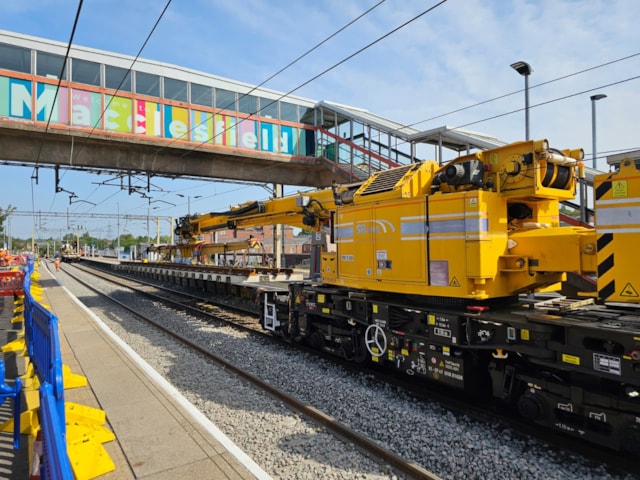 Track panels being laid during Macclesfield upgrades August 2025: Track panels being laid during Macclesfield upgrades August 2025