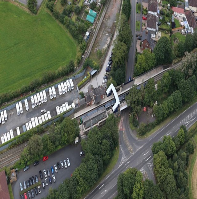 Residents and passengers reminded of road and station closures during Albrighton railway bridge replacement: Albrighton station satellite view