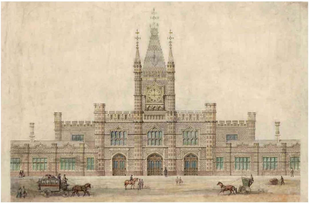 Drawing of Bristol Temple Meads joint station 1871