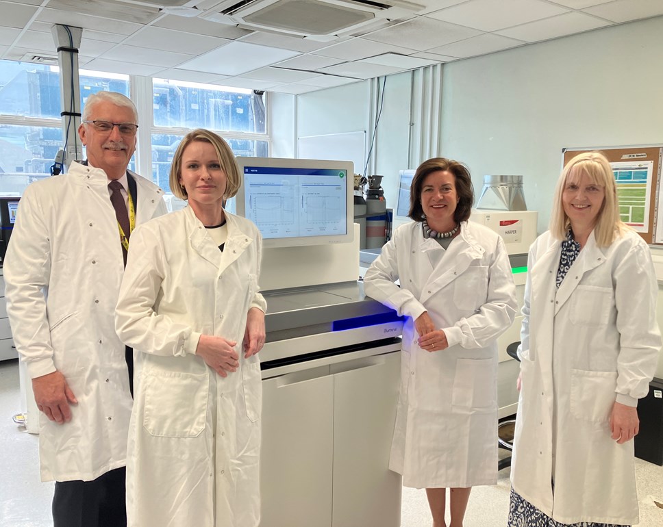 From L to R Charles Janczewski, 'Jan', Chair Cardiff & Vale University Health Board; Magda Meissner, Project Lead; Eluned Morgan, Minister for Health and Social Services; Sian Morgan, Project Lead