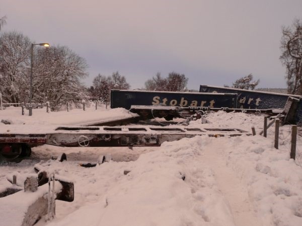 Carrbridge derailment and recovery_1: Photos from the site of the Carrbridge derailment site taken between 5 Jan and 11 Jan