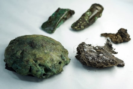 Bronze axeheads, a copper ingot and mould fragments from the Blyth Hoard Image credit Stewart Attwood