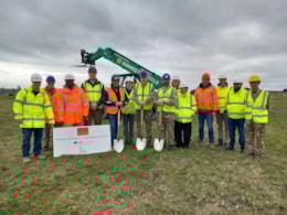 Adam Lee, Jerry Gombwe, Mark Shallcross and Mark Ashworth, Custom Solar, alongside Colonel Gareth Boyd, Lieutenant Colonel Ed Brooks and representatives from the Army, DIO, and Mott MacDonald at Bassingbourn Barracks: Adam Lee, Jerry Gombwe, Mark Shallcross and Mark Ashworth, Custom Solar, alongside Colonel Gareth Boyd, Lieutenant Colonel Ed Brooks and representatives from the Army, DIO, and Mott MacDonald at Bassingbourn Barracks