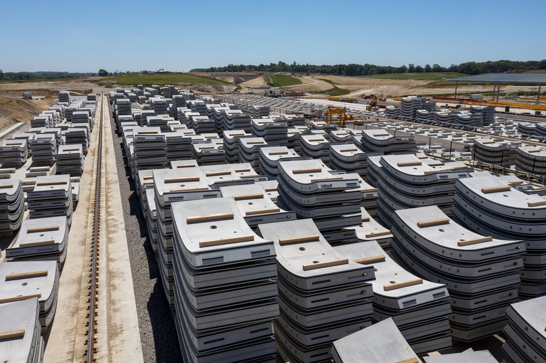 Ring sections outside the precast factory at the Chilterns Tunnel South Portal: Credit: HS2 Ltd