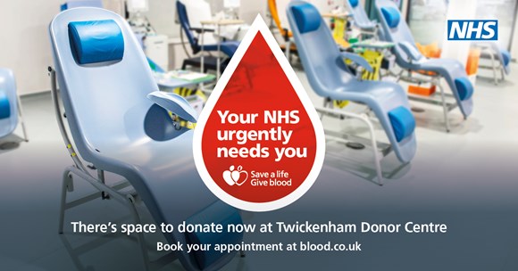 Urgent call for Twickenham blood donors to fill empty appointments to help NHS through critical winter period: Twickenham 2021 0369 Empty chair for general audience Facebook6