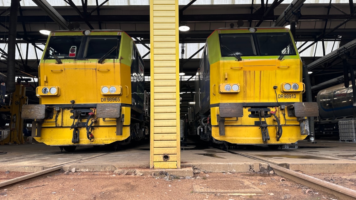 Leaf buster trains at Effingham Junction - Leaf-busting trains based at Effingham Junction in Surrey.