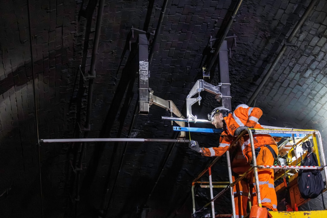 Severn Tunnel 2026 - measuring bridge arms mid shot