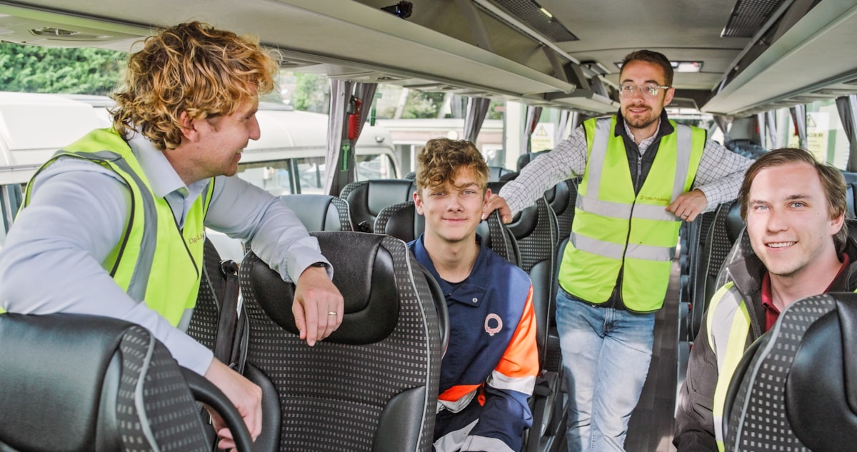 Luke Charters MP with apprentice Engineer Jack Carey, age 17, and trainee driver Joshua Engley, age 28