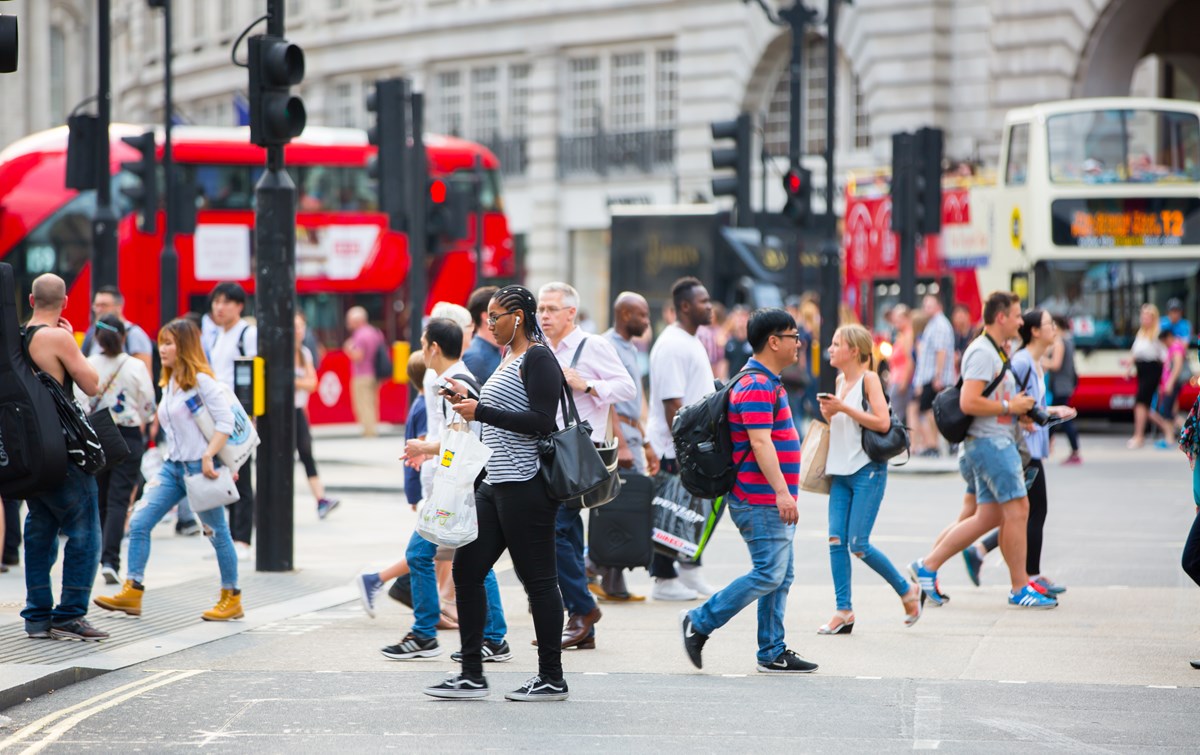 Pedestrians crossing the road