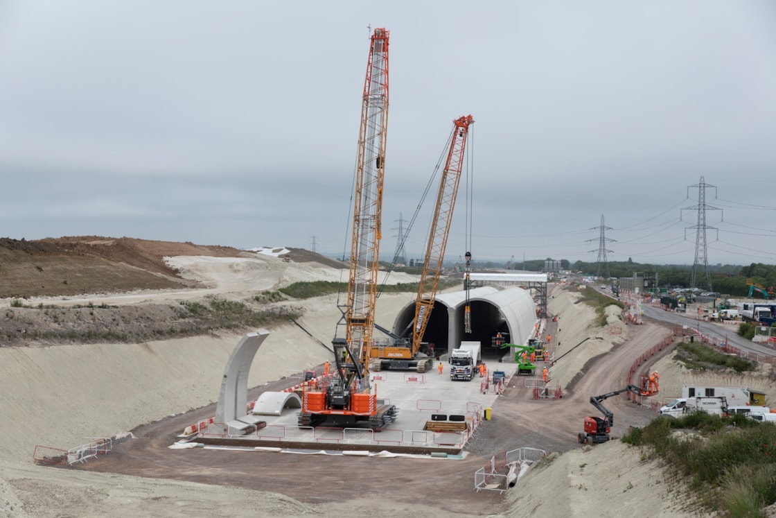 Arches being assembled for the Wendover Green Tunnel June 2025