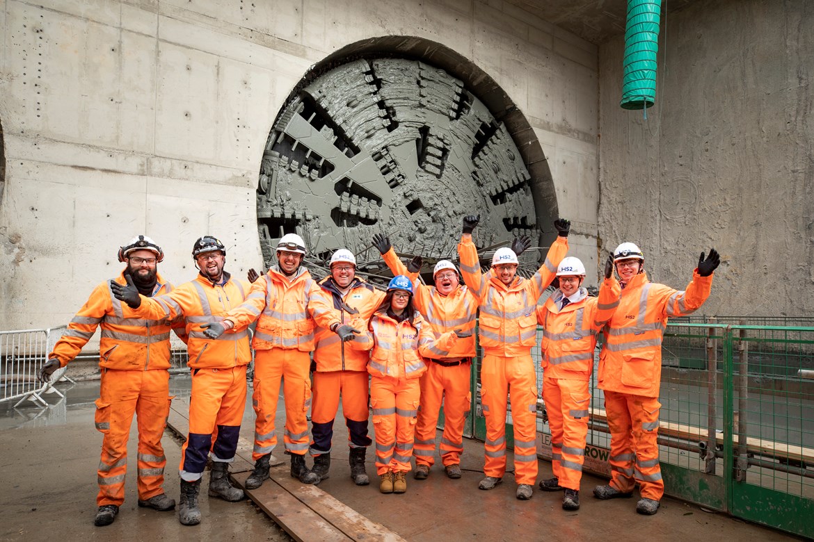 HS2 tunnelling team celebrate milestone TBM breakthrough in Warwickshire: BBV team celebrate the breakthrough