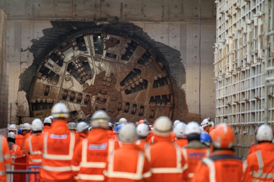 HS2 team watch Tunnel Boring Machine Mary Ann complete the first tunnel breakthrough in Birmingham: HS2 team watch Tunnel Boring Machine Mary Ann complete the first tunnel breakthrough in Birmingham