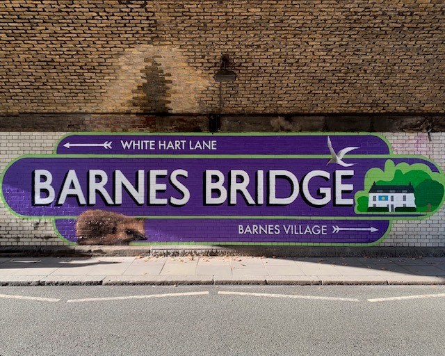 Colourful new mural brightens up route beneath historic Barnes Bridge in South West London: BarnesBridgeMural