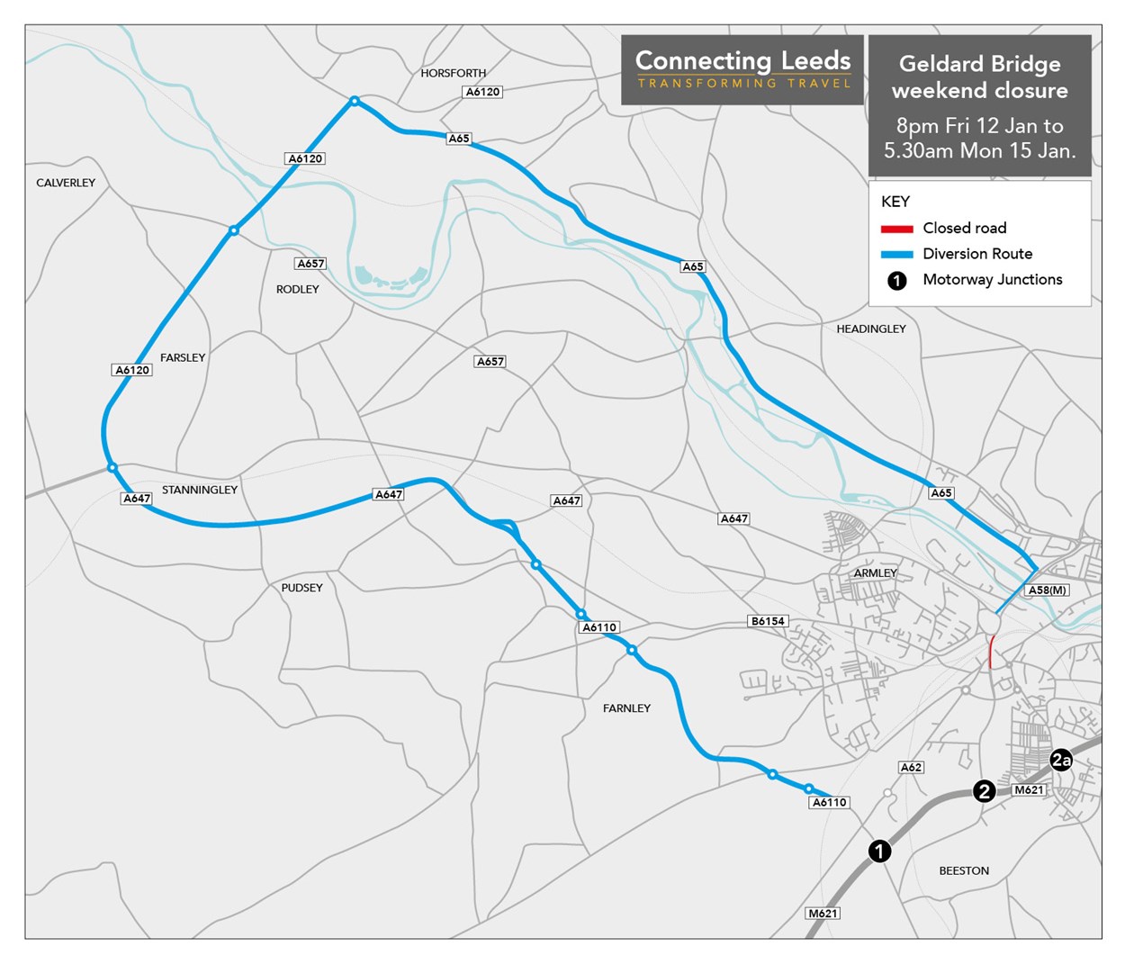 Armley Gyratory Geldard diversion Jan 2024