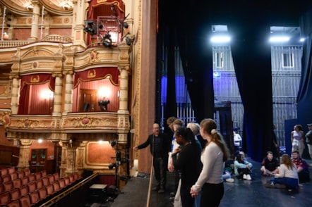 Pupils from St John Henry Newman College in Carlisle enjoy a behind the scenes insight into Murder on the Orient Express. Credit Julie Howden.