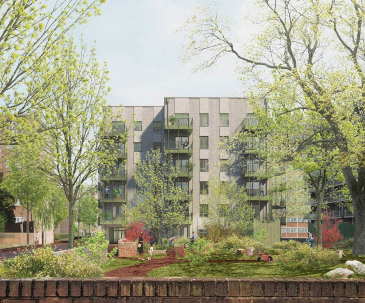 Proposals for new homes at Cropley Court (credit Sergison Bates)