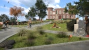 Artist impression of front of Castle and Gardens. Credit: Mather & Co
