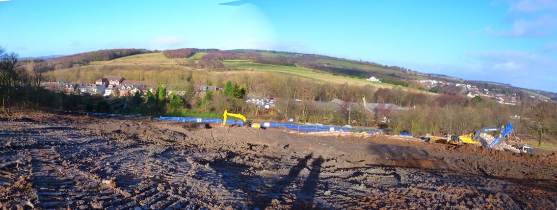26.2.14 Unstone photos: panoramic views of hillside slip site