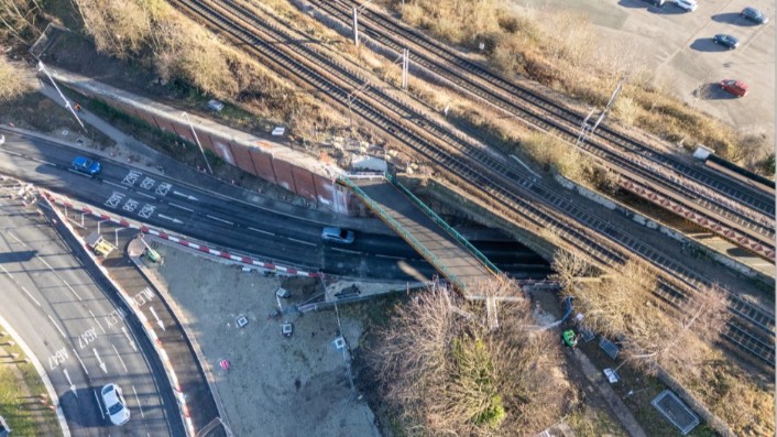 Final works to Gelderd Road footbridge at Armley Gyratory over the Easter school holidays: Gelderd Bridge replacement Jan 2024