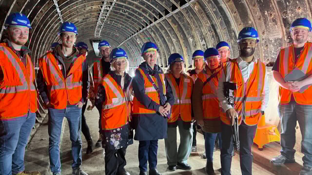 One of the 'hidden tunnel' tour groups at Birmingham New Street: One of the 'hidden tunnel' tour groups at Birmingham New Street