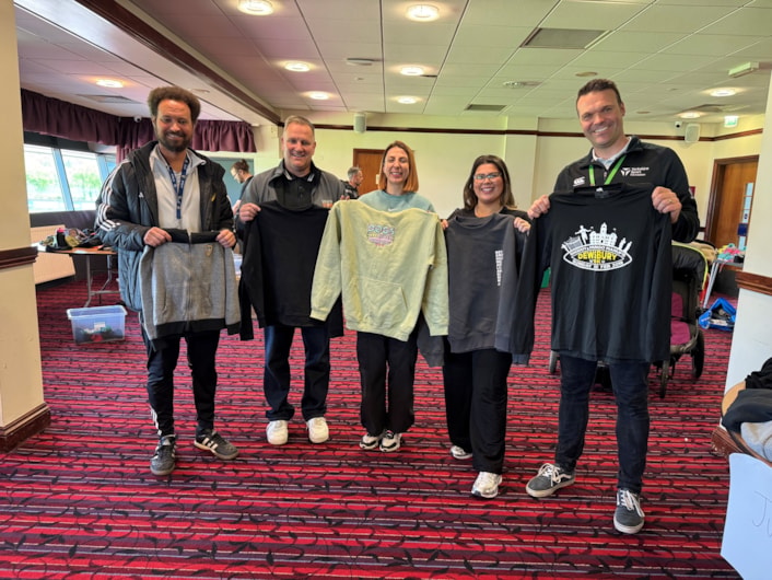 KEEP community day 2: 3,400 pieces of sports kit have been donated to community groups and schools to tackle inequality and improve access to sport. The event was held at John Charles Centre for Sport by the Kit Equipment Exchange Partnership.

From left to right: Leandro Castro - Leeds United Foundation, Clive Michallat