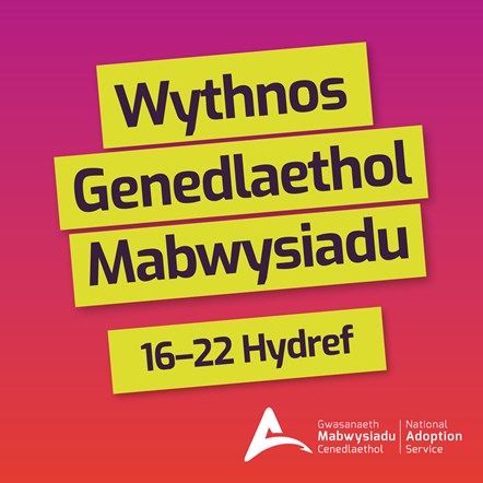 Wythnos Genedlaethol Mabwysiadu 16-22 Hydref Gwasanaeth Mabwysiadu Cenedlaethol National Adoption Service