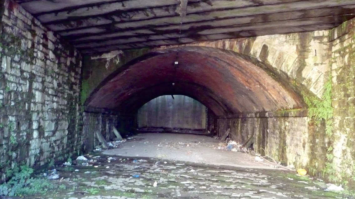 Redundant railway arch which will be filled in at George Street in Blackburn