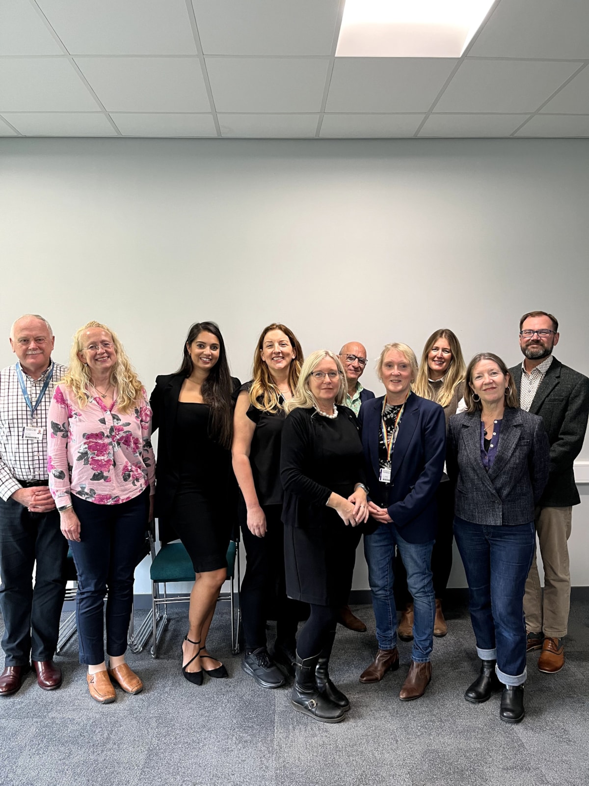Left to Right Dr Ian Corrie (University of Cumbria), Jo Augustus (University of Cumbria), Dr Roisin Mooney (Oxford University), Dr Sue Wilbraham (University of Cumbria), Professor Michelle Baybutt (University of Cumbria), Professor Jeremy Levy (Imperial College London), Professor Joy Duxbury (Unive