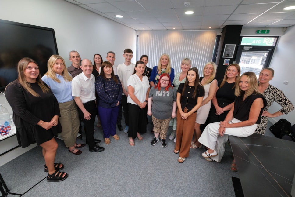 Cllr Elaine Cowan with Cllr Graham Barton and Cllr Neill Watts visit SL33 to congratulate the team on positive outcomes for young people