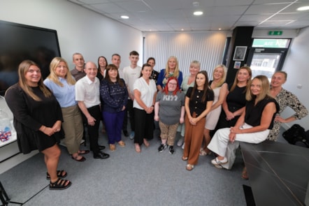 Cllr Elaine Cowan with Cllr Graham Barton and Cllr Neill Watts visit SL33 to congratulate the team on positive outcomes for young people