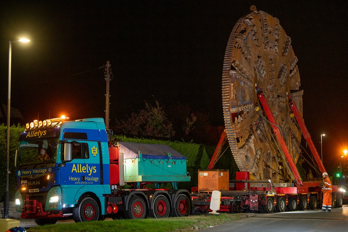 TBM cutterhead on the transporter