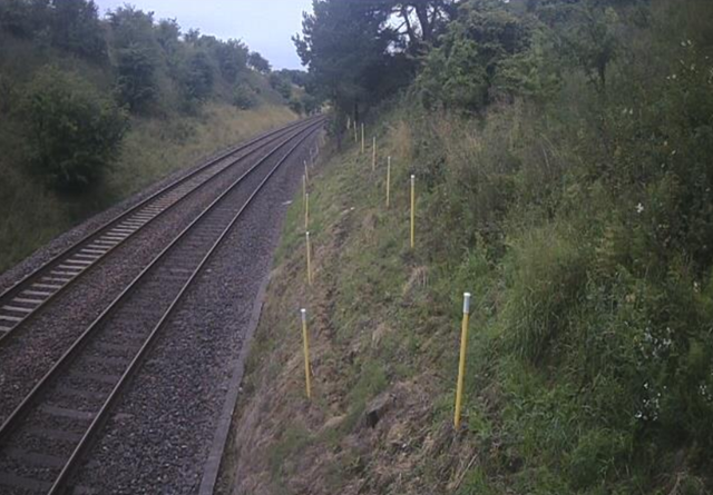 Tilt meter trial offers railway protection from landslips: Tilt meters daytime 1