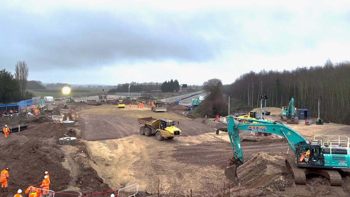 HS2 releases striking new time-lapse video of work for UK’s first ‘box slide’ bridge: Marston Box M42 - preparation work