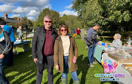 Cllr Mike McKeown and Cllr Lisa Spivey attending the Kemble Community Gardens fundraiser
